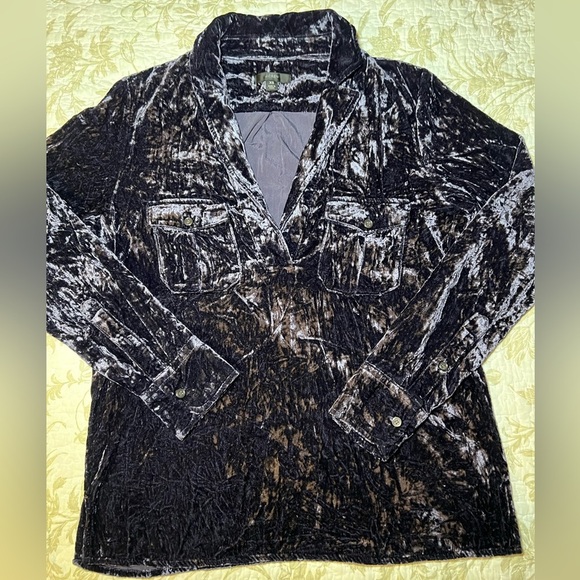 J. Crew Tops - J Crew Crushed Velvet Velour Collared Pullover Shirt Blouse Top size XS